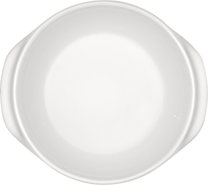 Weiße Schüssel, schlichtes Design.