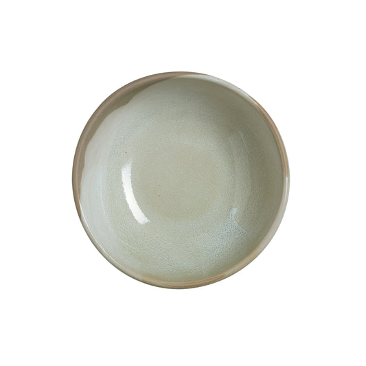 Leerer, runder, grauer Teller.