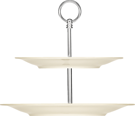 Zweistöckige Etagere mit Tellern.