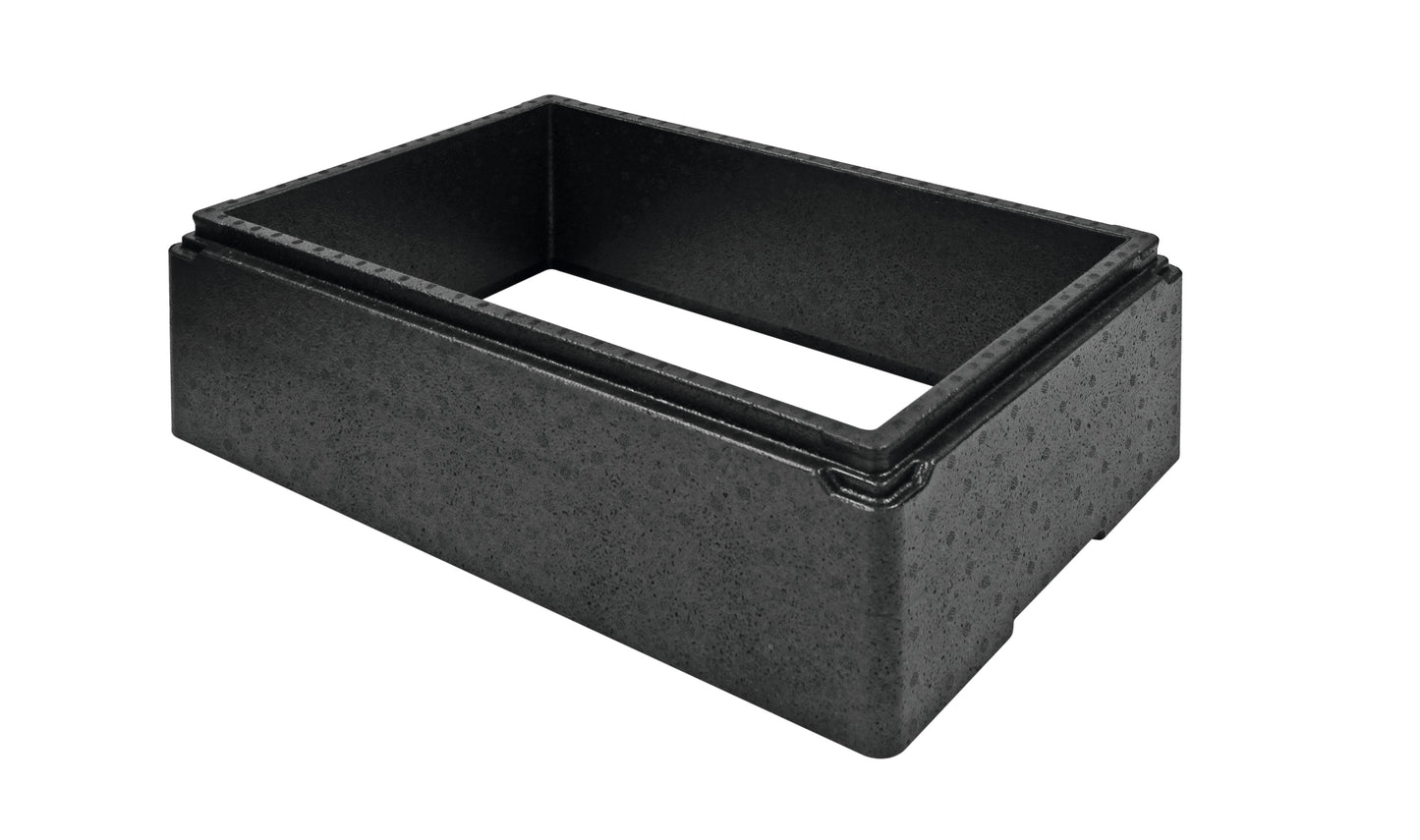 Schwarze Gastronomie-Transportbox.