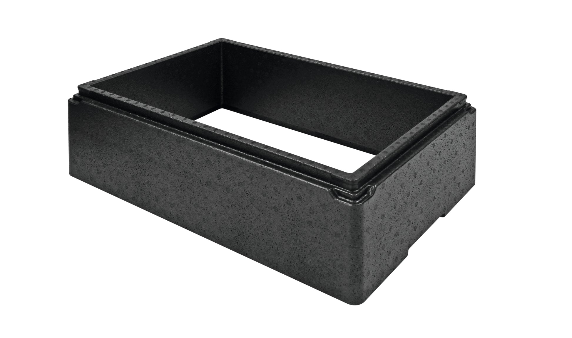 Schwarze Gastronomie-Transportbox.