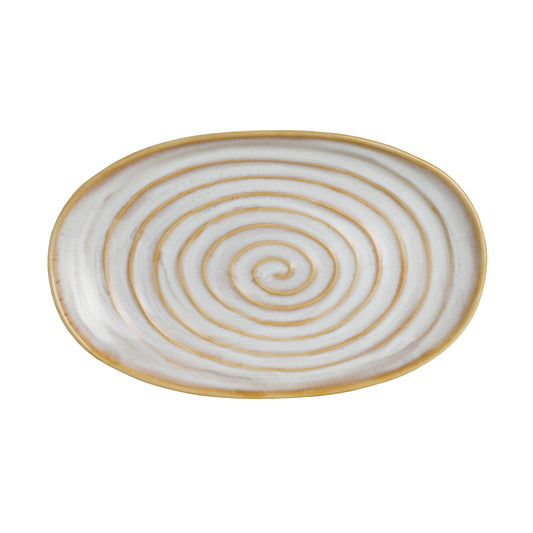 Ovaler Teller mit Spiralmuster.