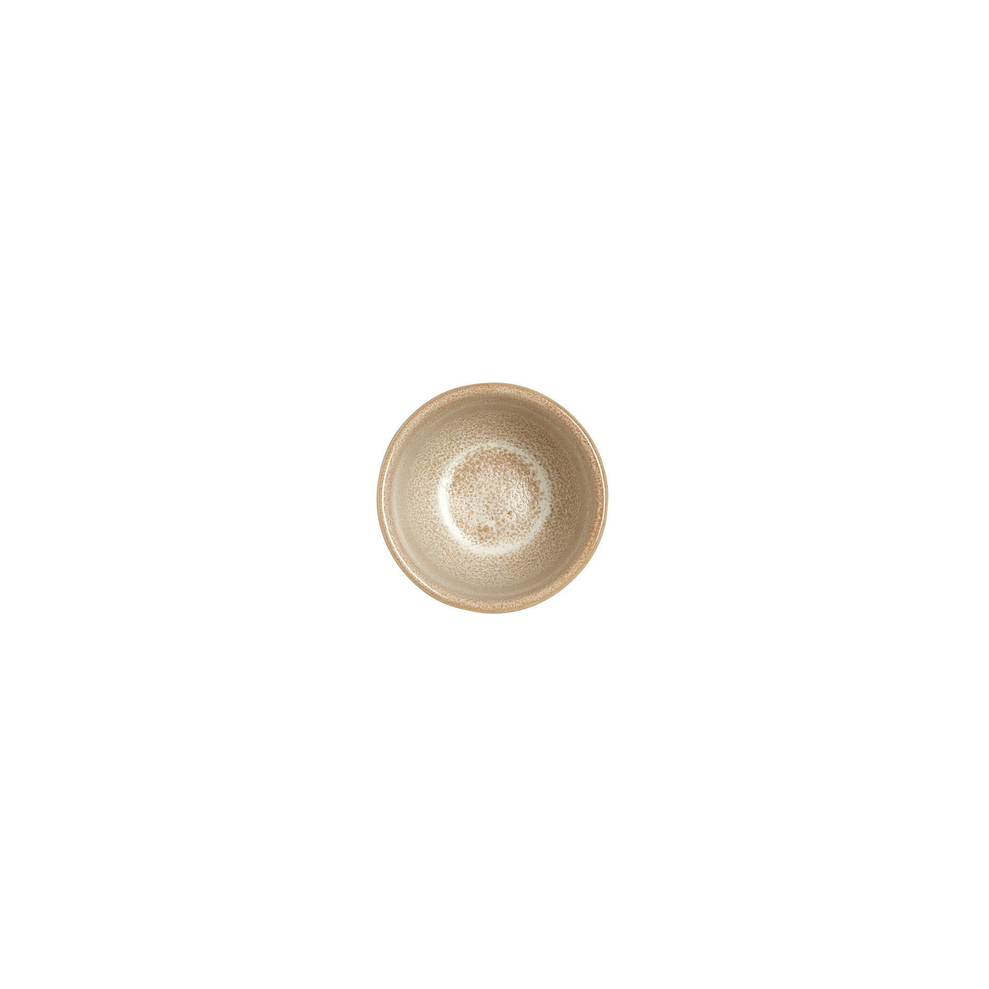 Leerer, beige-rustikaler Teller, Draufsicht.