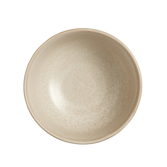 Leere, beige, runde Keramikschale.