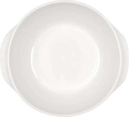 Weiße Porzellanschale, schlichtes Design.
