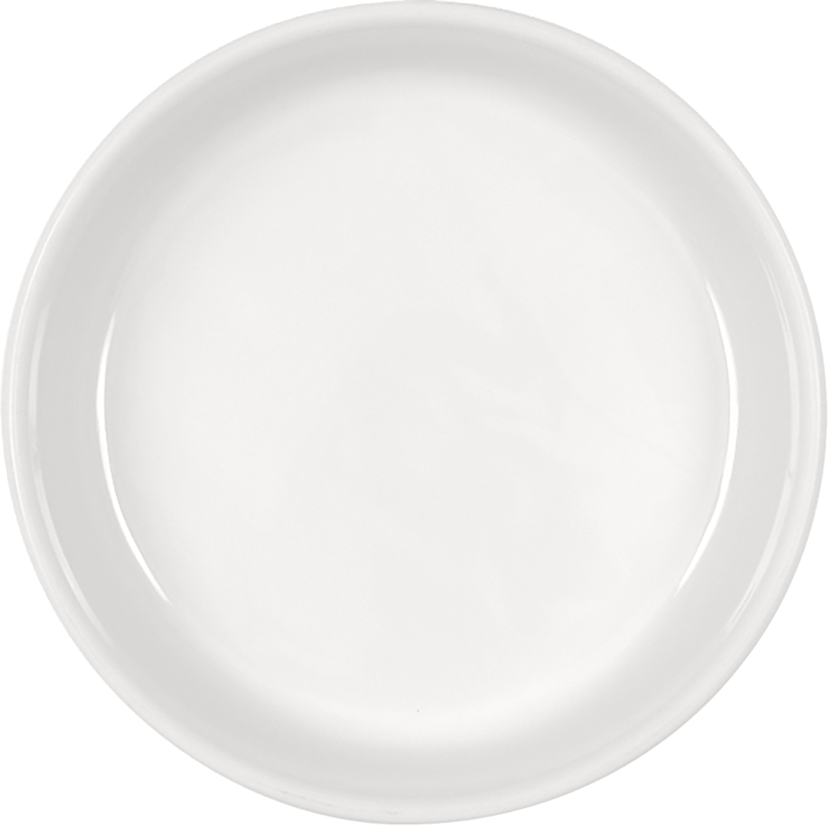 Weiße Porzellanschale, seitliche Ansicht.