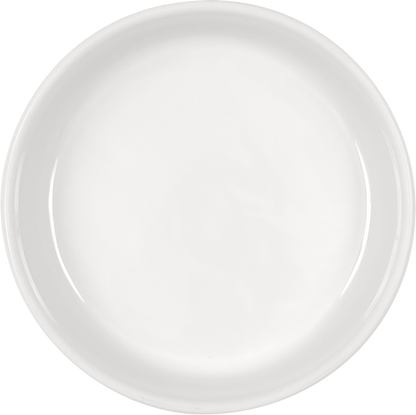 Weiße Porzellanschale, seitliche Ansicht.