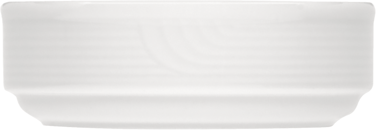 Weiße Porzellanschale, seitliche Ansicht.