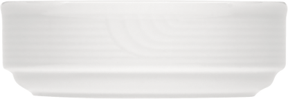 Weiße Porzellanschale, seitliche Ansicht.