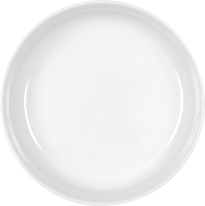 Weiße Schüssel mit Rillenmuster.