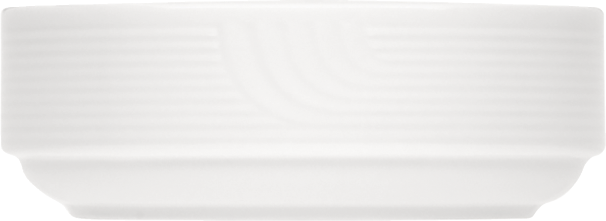 Weiße Schüssel mit Rillenmuster.