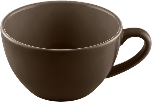 Braune Kaffeetasse, leer, Nahaufnahme