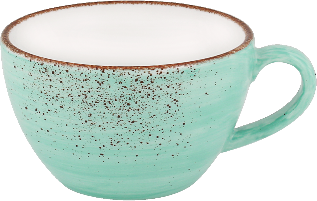 Blaue Kaffeetasse mit Sprenkeln