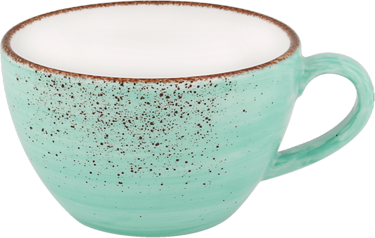 Blaue Kaffeetasse mit Sprenkeln