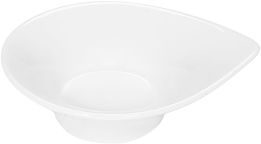 Weiße, moderne Porzellanschale, asymmetrisch.