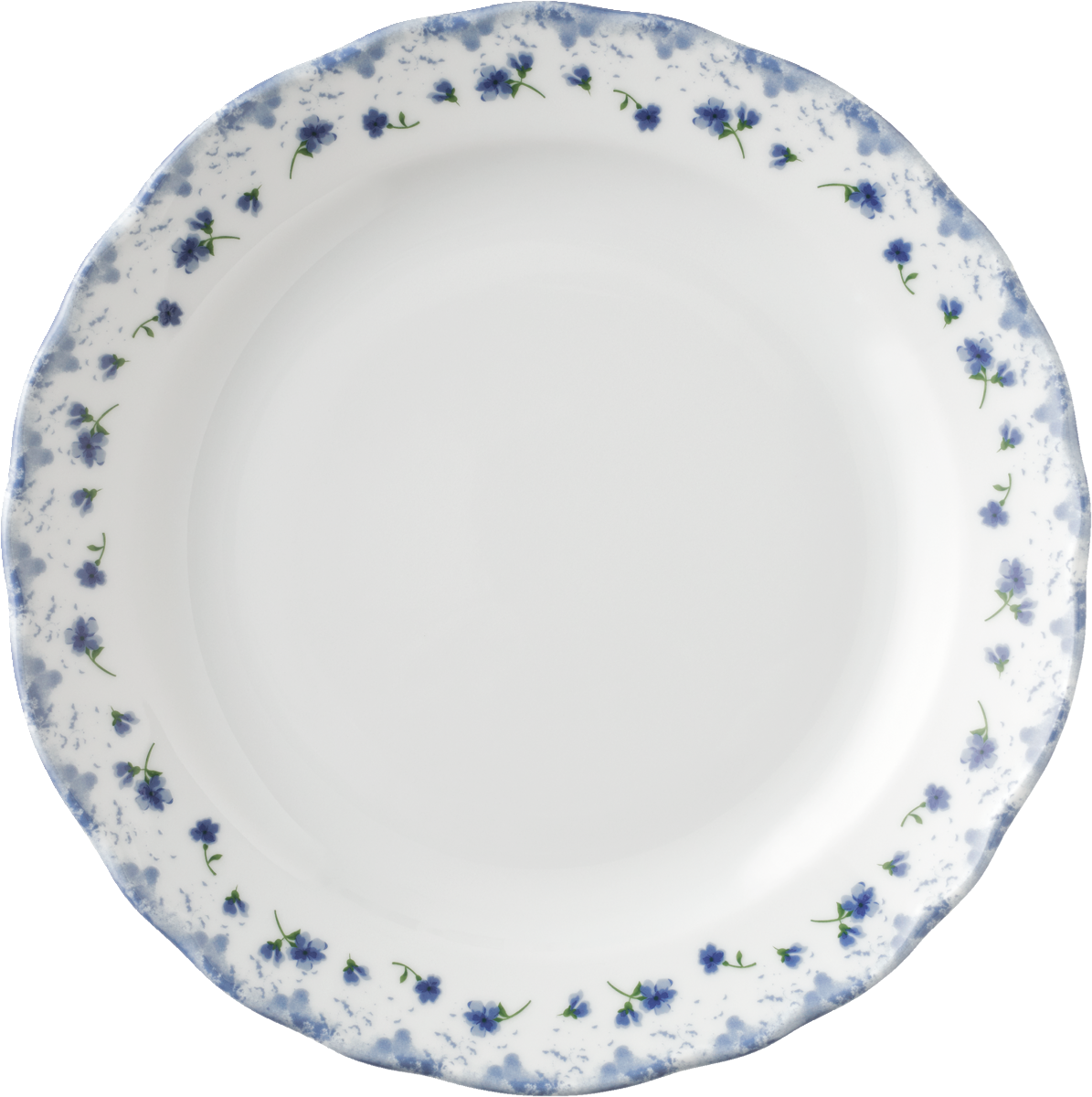 Blaue Blumenmuster auf Porzellanplatte