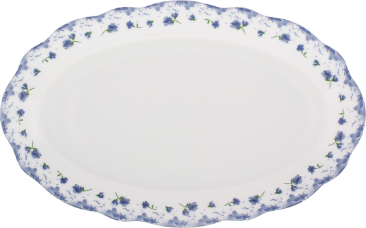 Blaue Blumenrand-Servierplatte