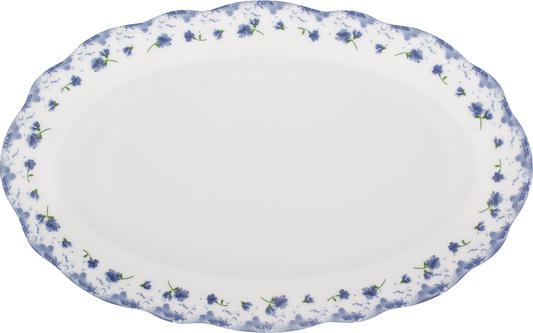 Blaue Blumenrand, Servierteller, Porzellan