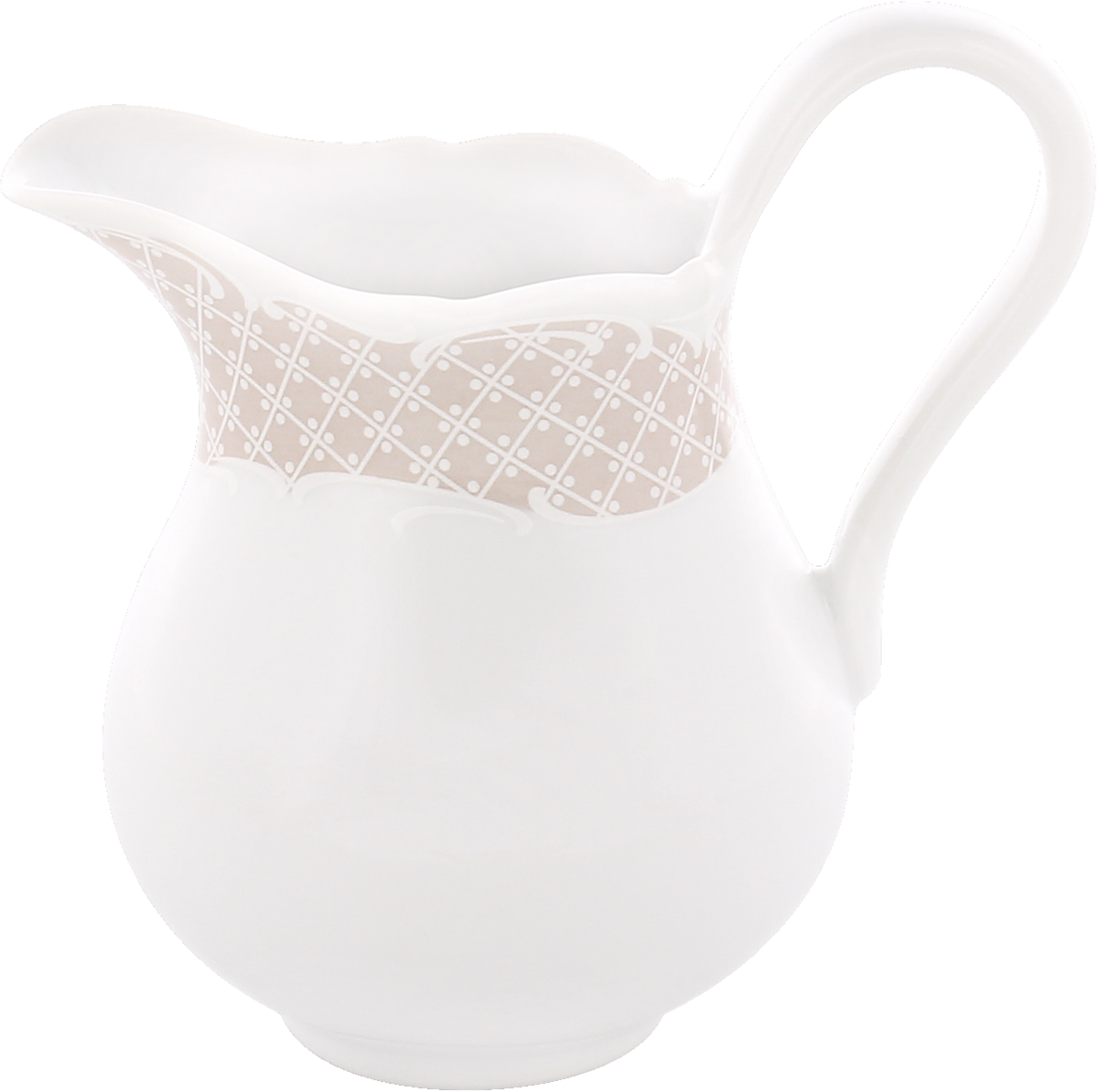Weiße Milchkanne mit Muster