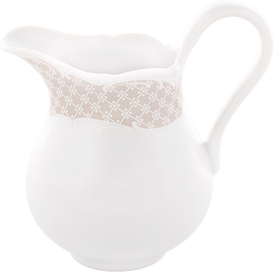 Weiße Milchkanne mit Muster