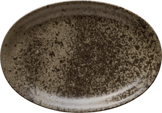 Leere, braune Servierplatte