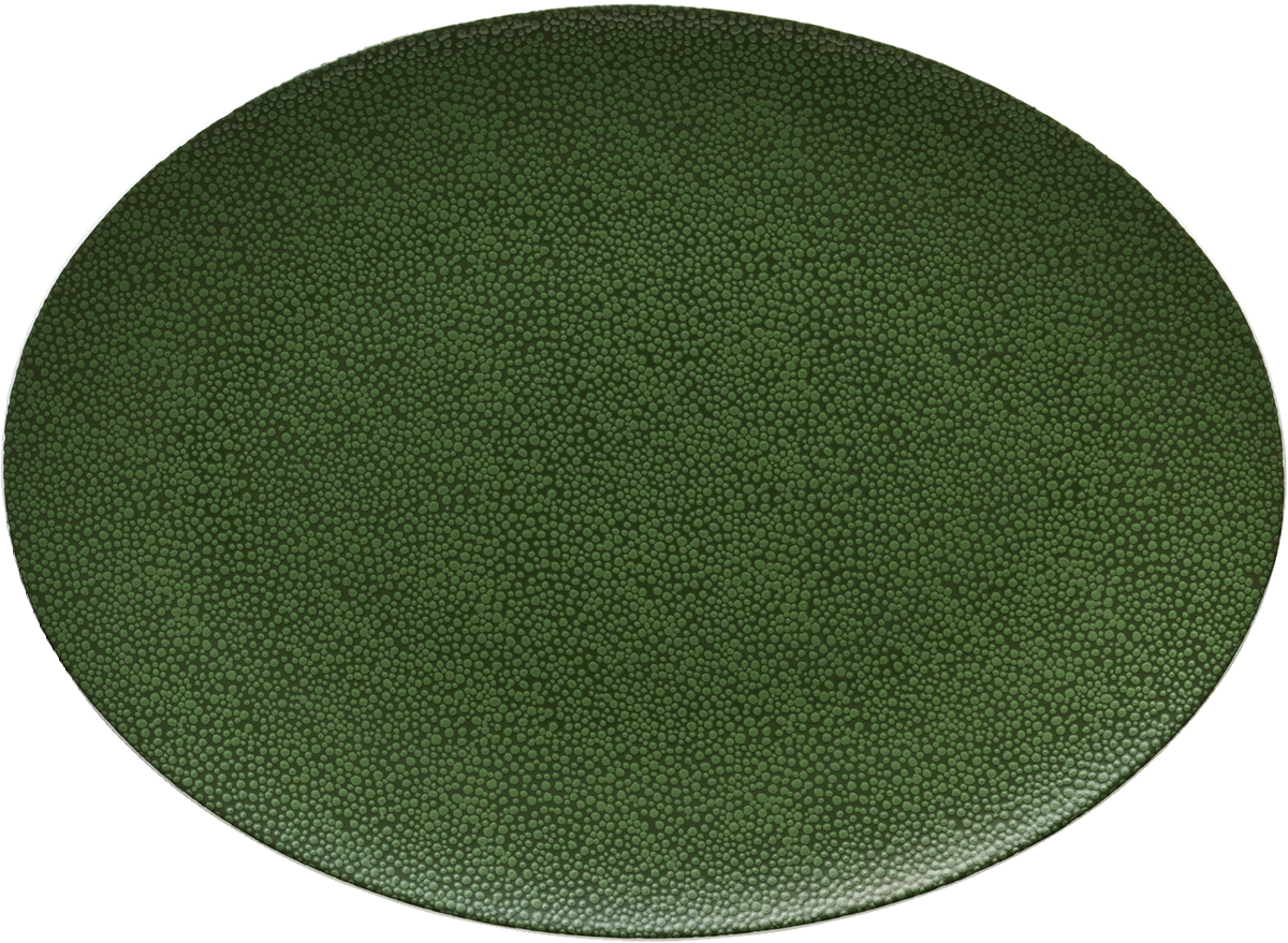 Grüner, ovaler Gastronomie-Teller