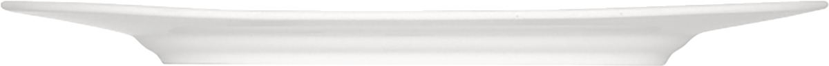 Weißer Teller, seitliche Ansicht.