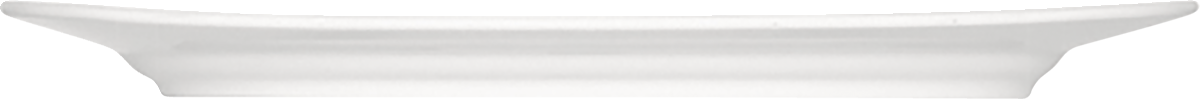 Weißer Porzellanteller, seitliche Ansicht.