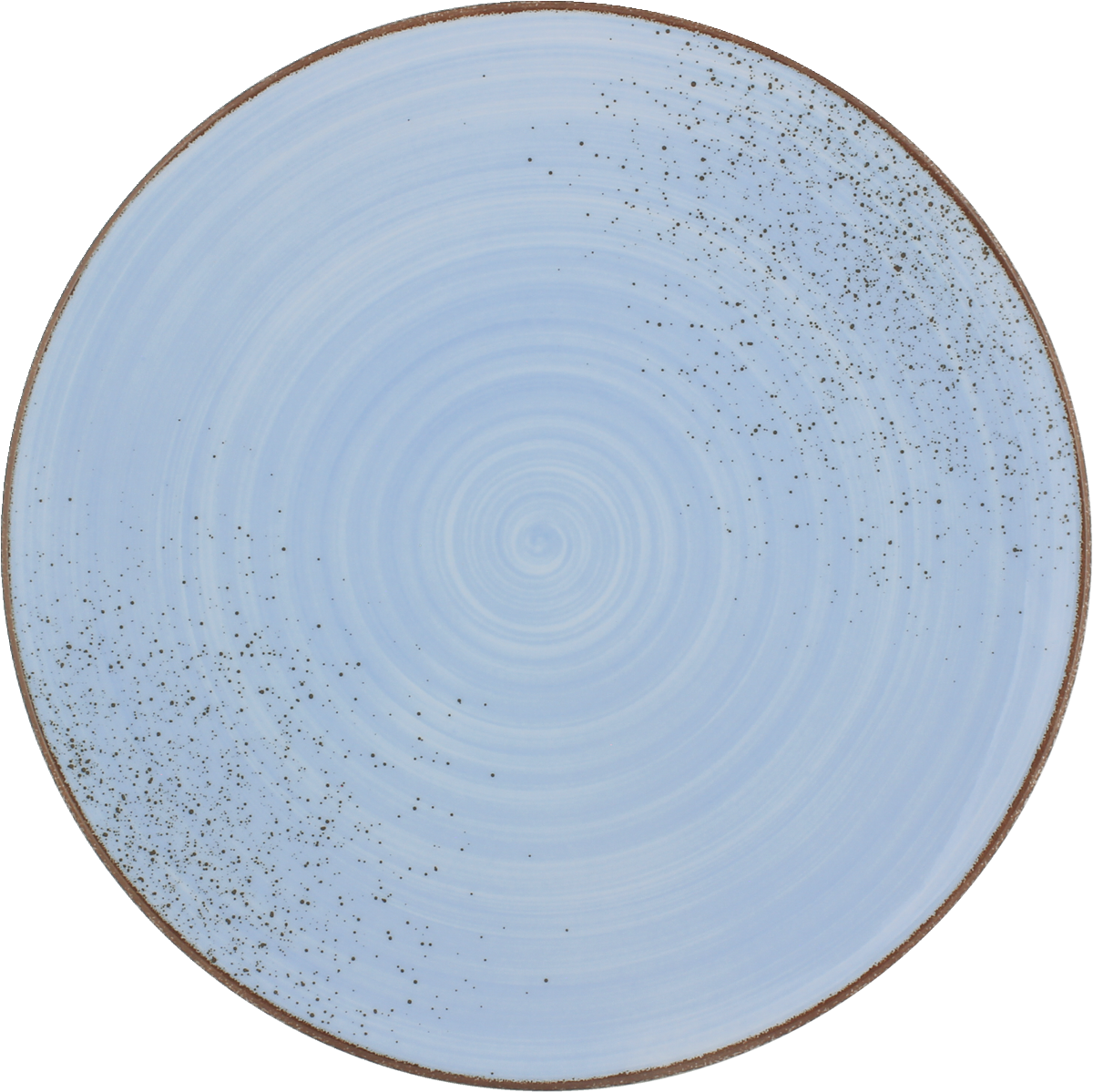 Blaue Keramikplatte mit schwarzen Sprenkeln