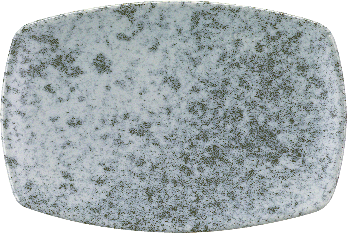 Weißer, länglicher Teller seitlich.