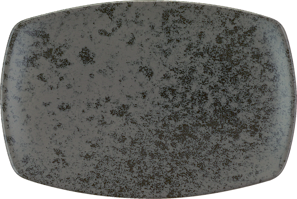 Weißer, länglicher Teller seitlich.