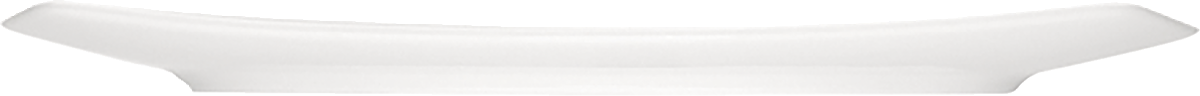 Weißer, länglicher Porzellanteller seitlich.