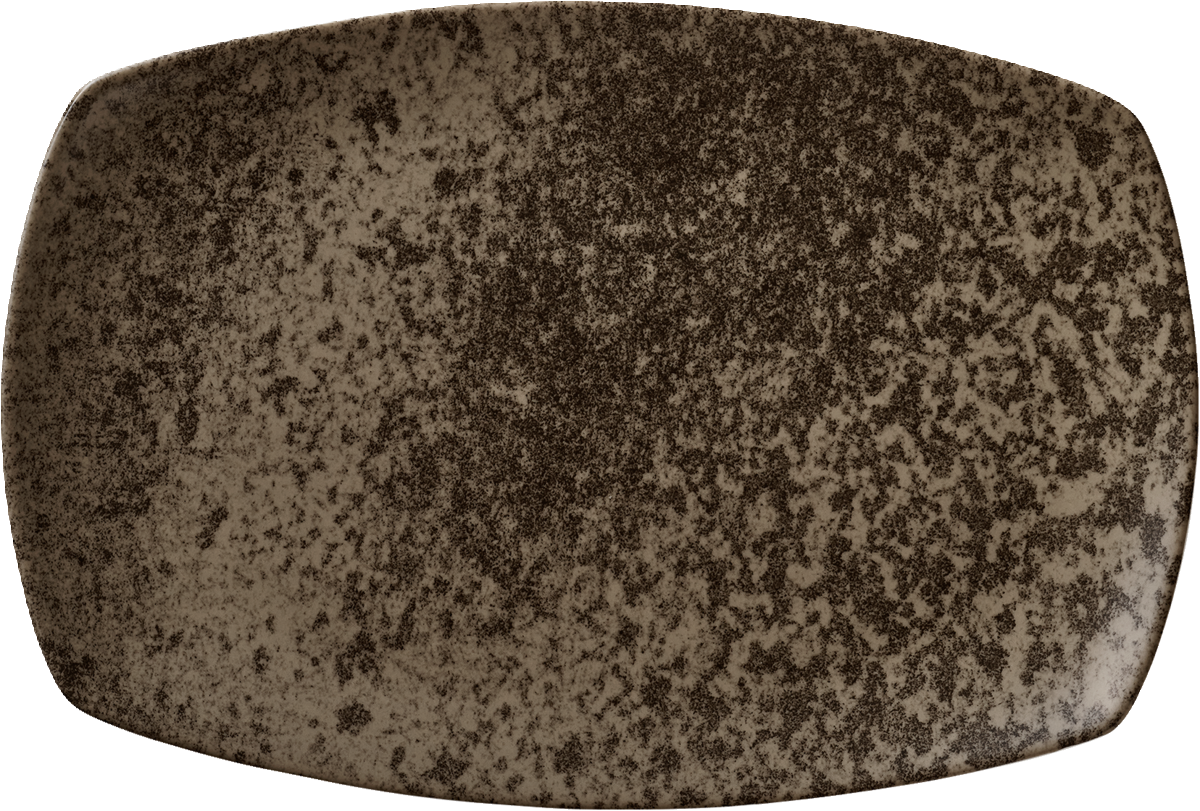 Rechteckige, dunkelbraune Platte.