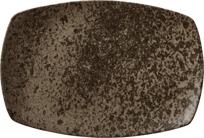 Rechteckige, dunkelbraune Platte.