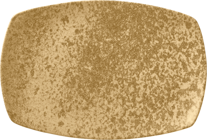 Rechteckige gelbe Platte mit Muster.