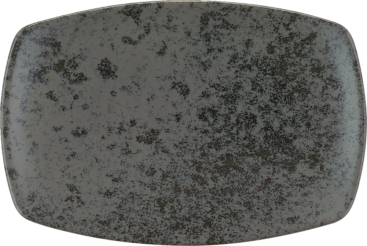 Weißer, länglicher Porzellanteller seitlich.