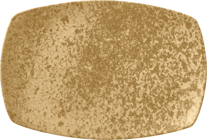 Rechteckige gelbe Platte mit Muster.