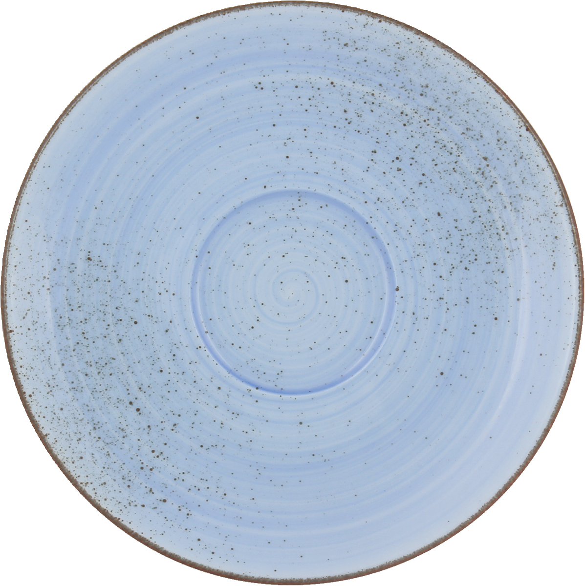 Blaue Keramikplatte mit schwarzen Sprenkeln