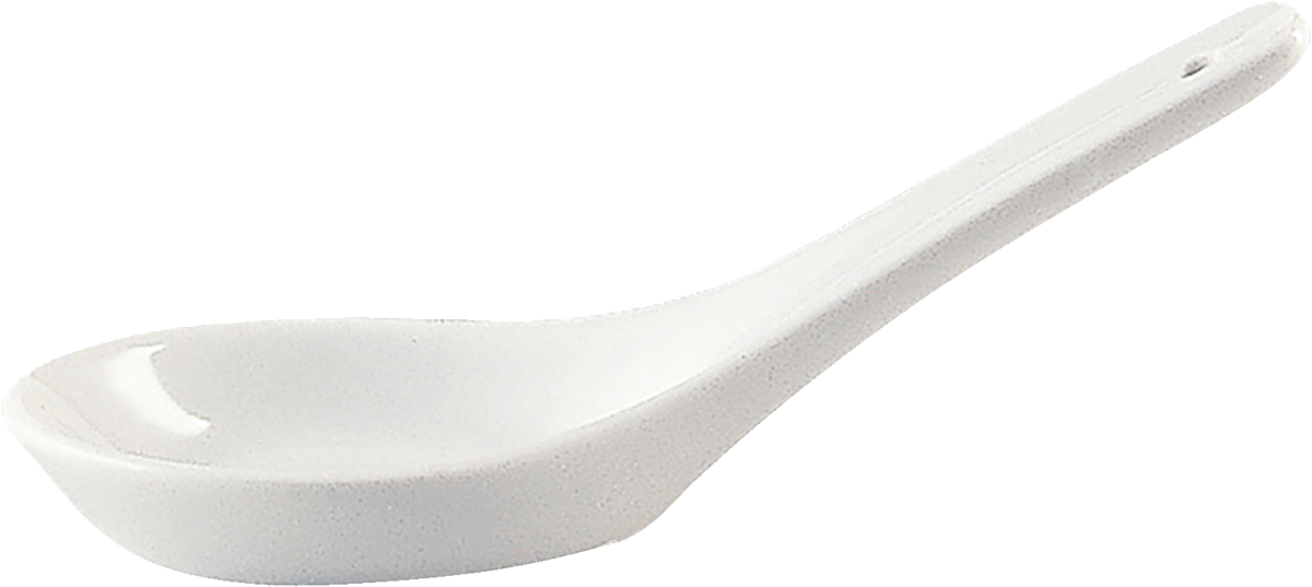 Weiße Porzellanlöffel auf weißem Hintergrund.