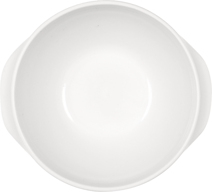 Weiße Porzellanschale, schlichtes Design.