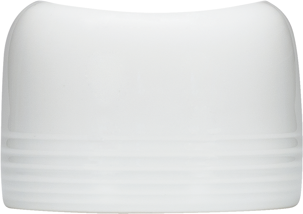 Weißer Kunststoffdeckel, minimalistisch gestaltet.