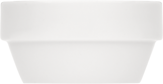 Weiße Schüssel, schlichtes Design.