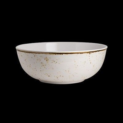 Weiße Schüssel mit goldenen Sprenkeln.