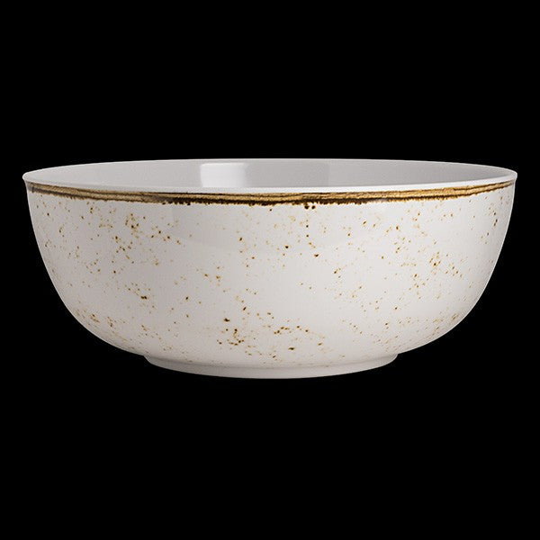 Weiße Schüssel mit goldenen Sprenkeln.