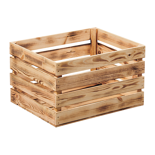 Holzkiste aus hellem Holz.