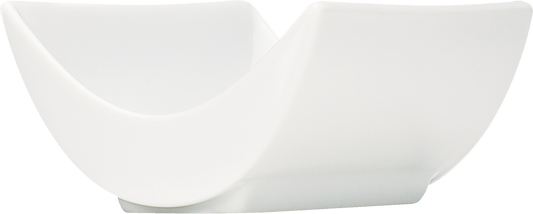 Weiße, moderne Schale, geschwungen.