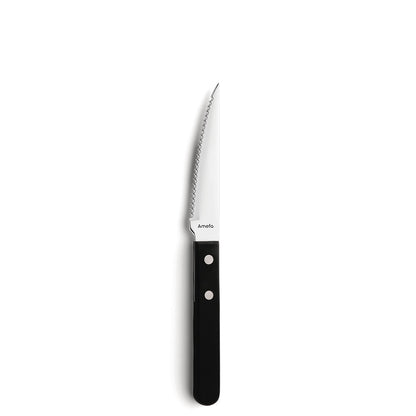 Gezacktes Messer mit schwarzem Griff.