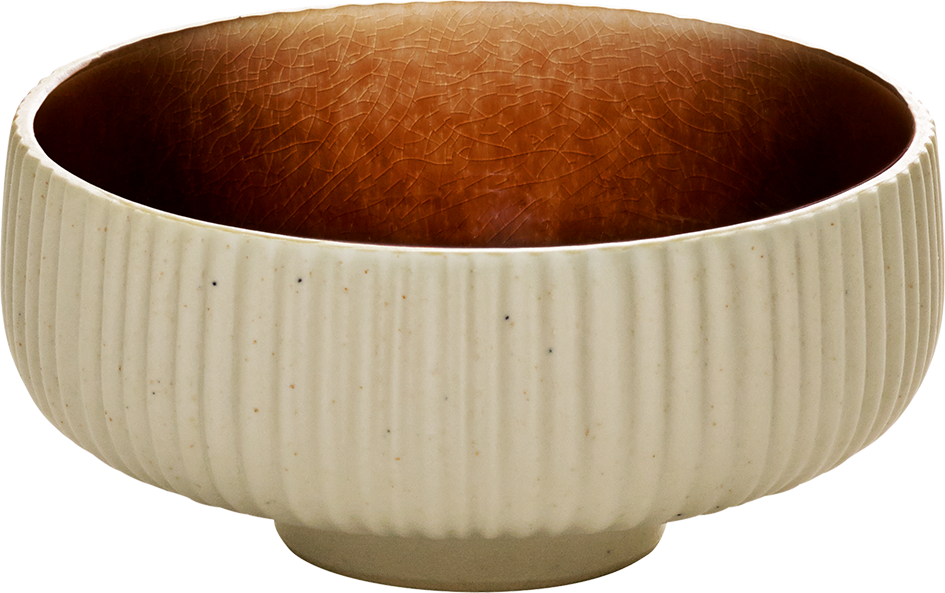 Keramikschale mit geriffelter Oberfläche.