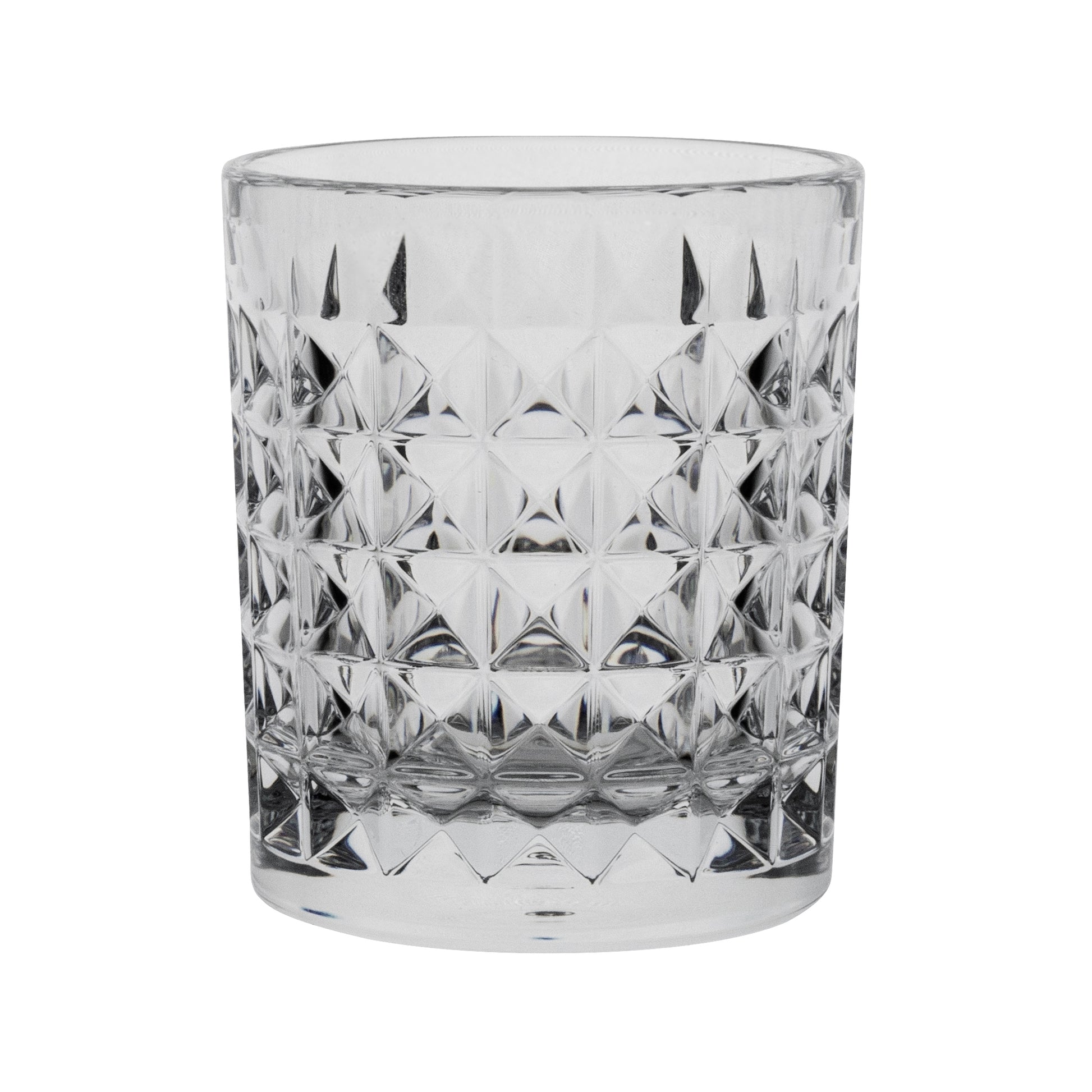 Kristallglas mit geometrischem Muster.