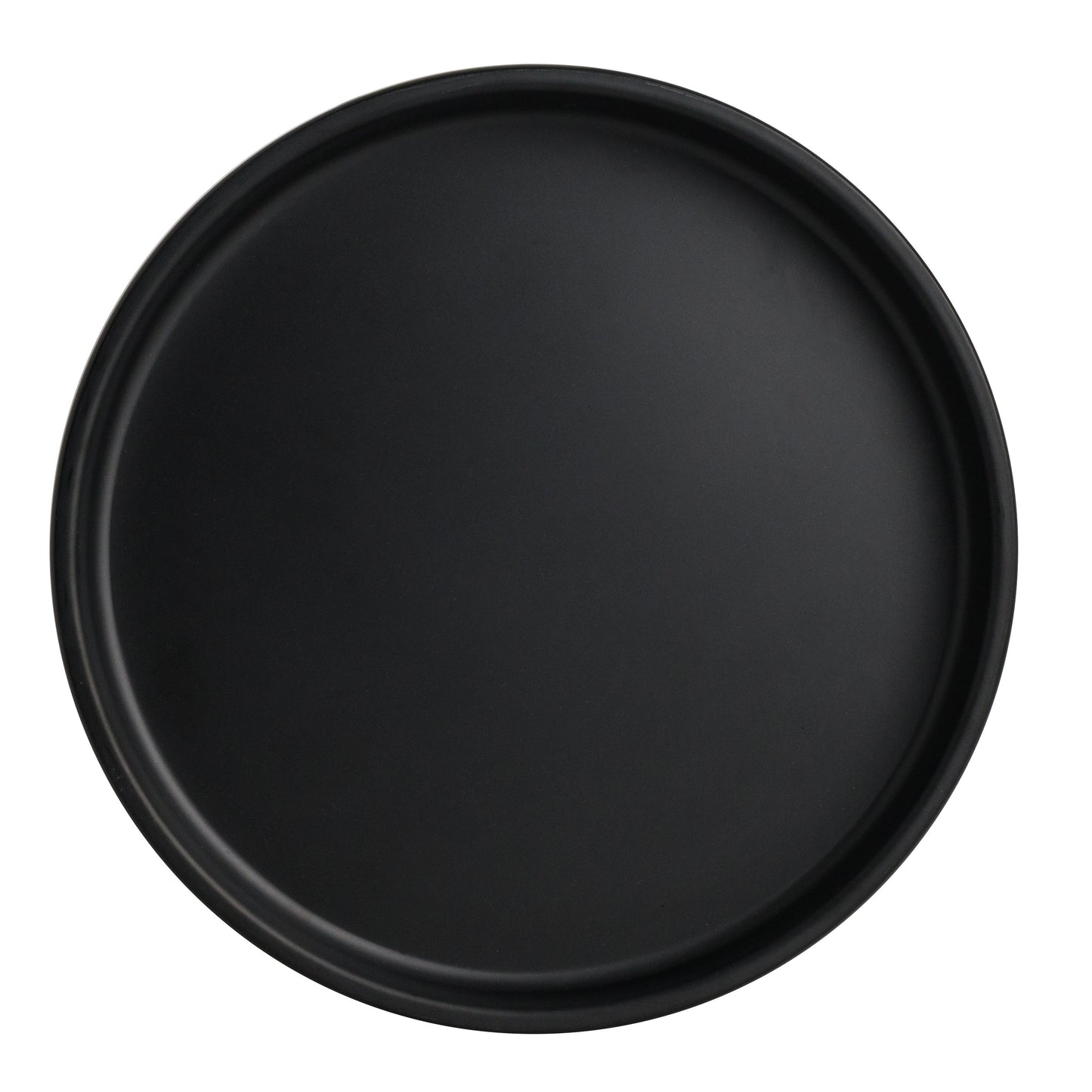 Schwarzes, rundes Serviertablett für Gastronomie.